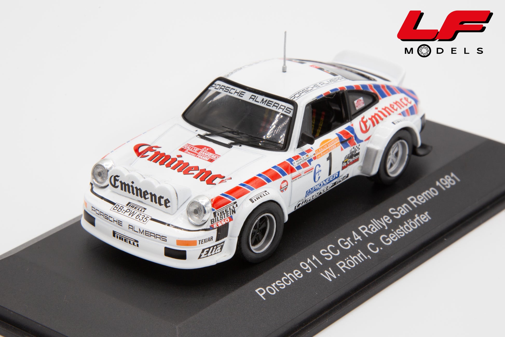 modellino porsche 911 sc rally san remo cmr 1:43 frontale