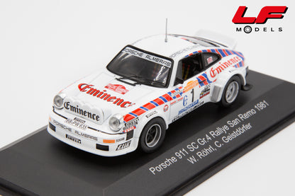 modellino porsche 911 sc rally san remo cmr 1:43 frontale