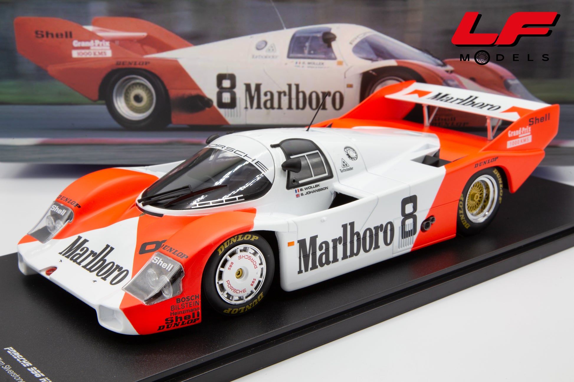 modellino porsche 956 1000km silverstone werk83 1:18 W18036003 vista frontale