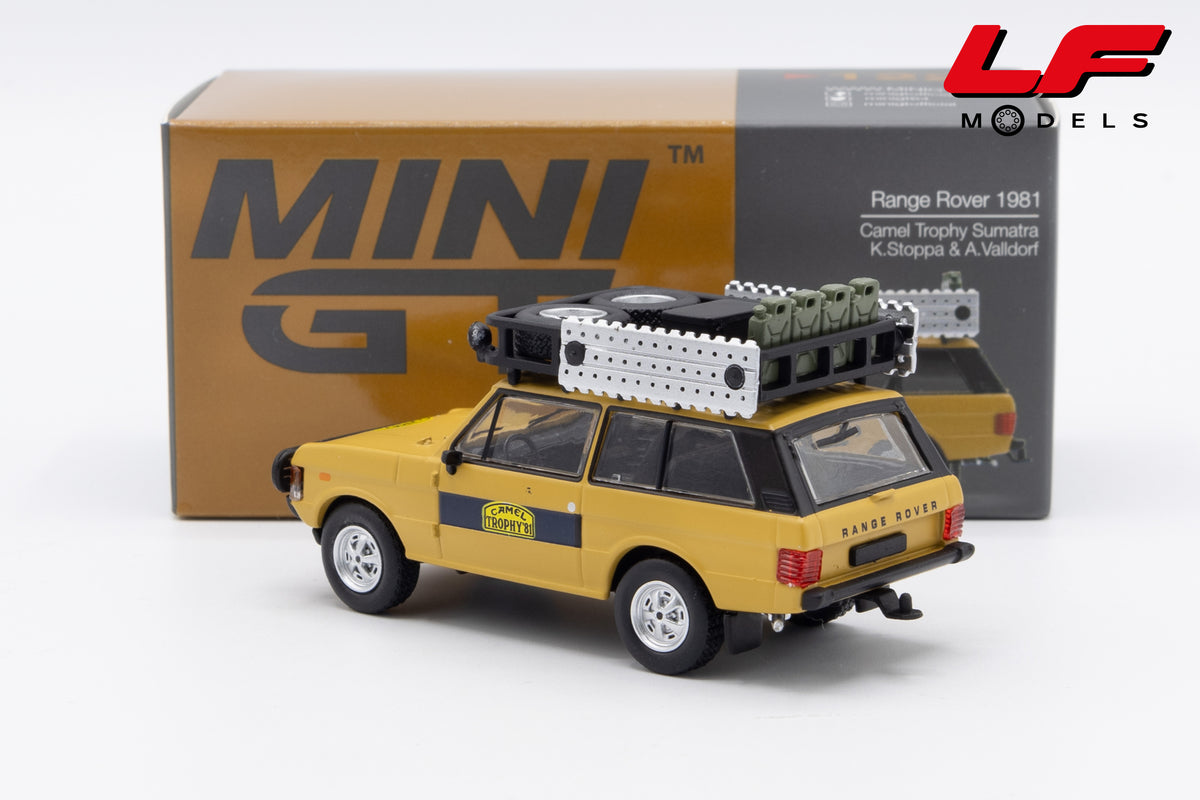 modellino range rover camel trophy mini gt 1:64 MGT01221-L vista posteriore