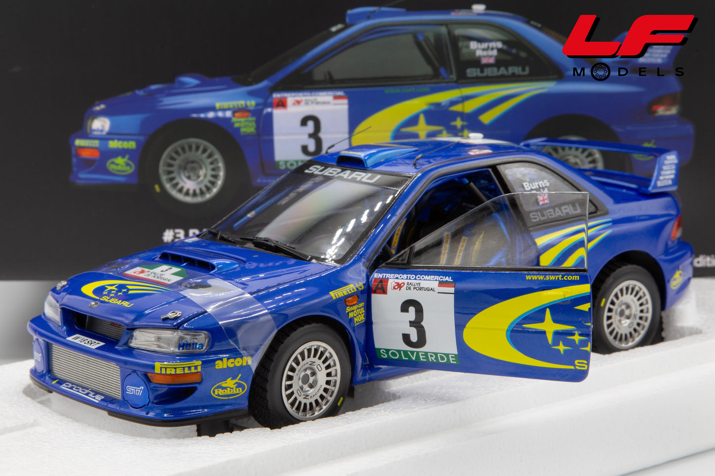 modellino subaru impreza rally sunstar 1:18 frontale aperto