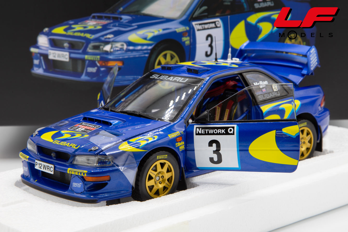 modellino subaru impreza rally rac lombard sunstar 1:18 5781 vista frontale