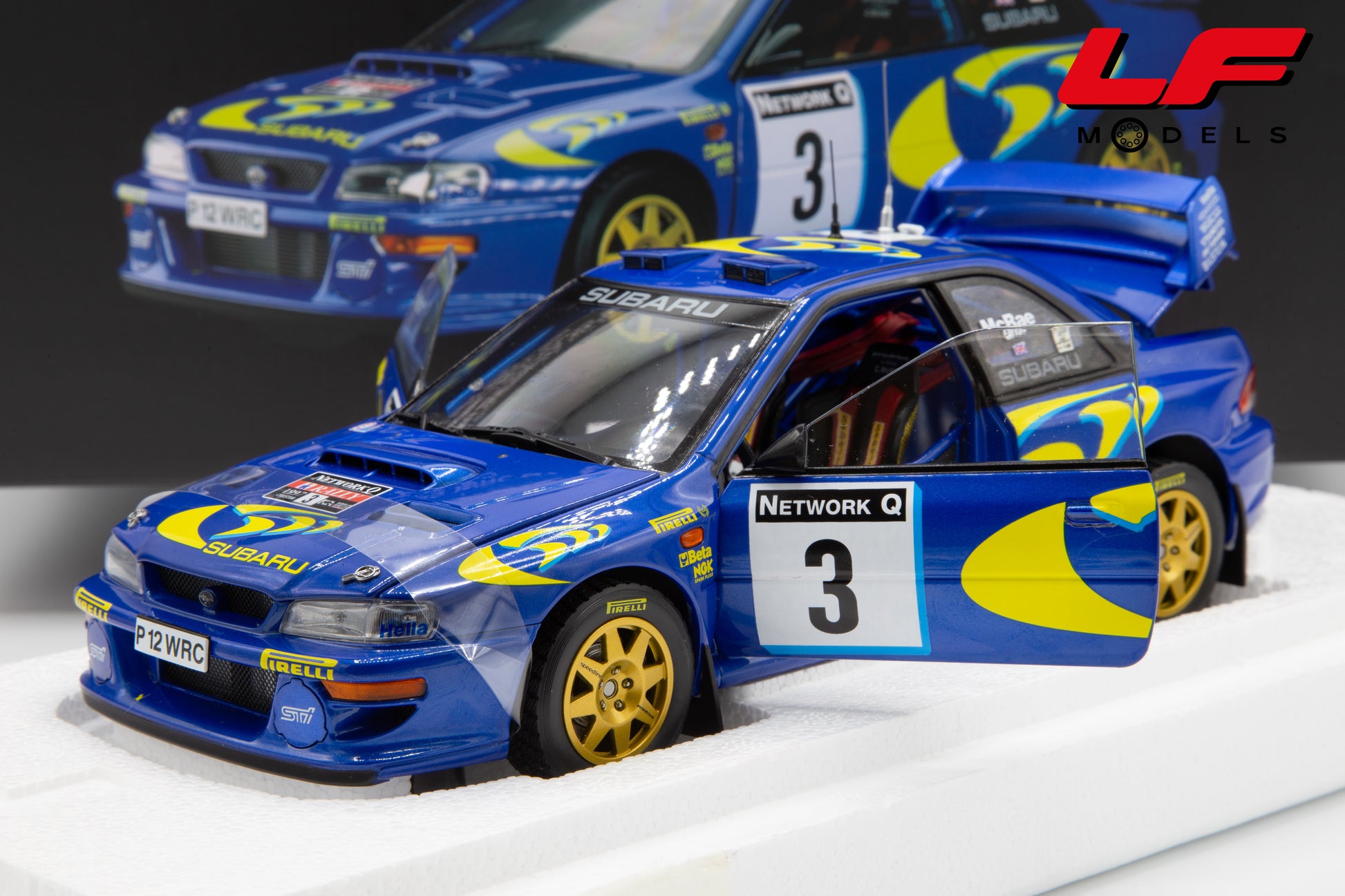 modellino subaru impreza rally rac lombard sunstar 1:18 5781 vista frontale