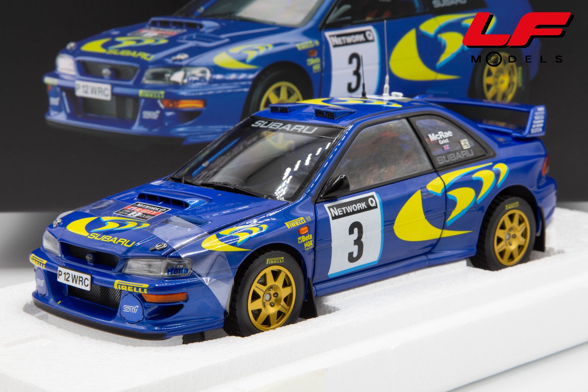 modellino subaru impreza rally rac lombard sunstar 1:18 5781 vista frontale