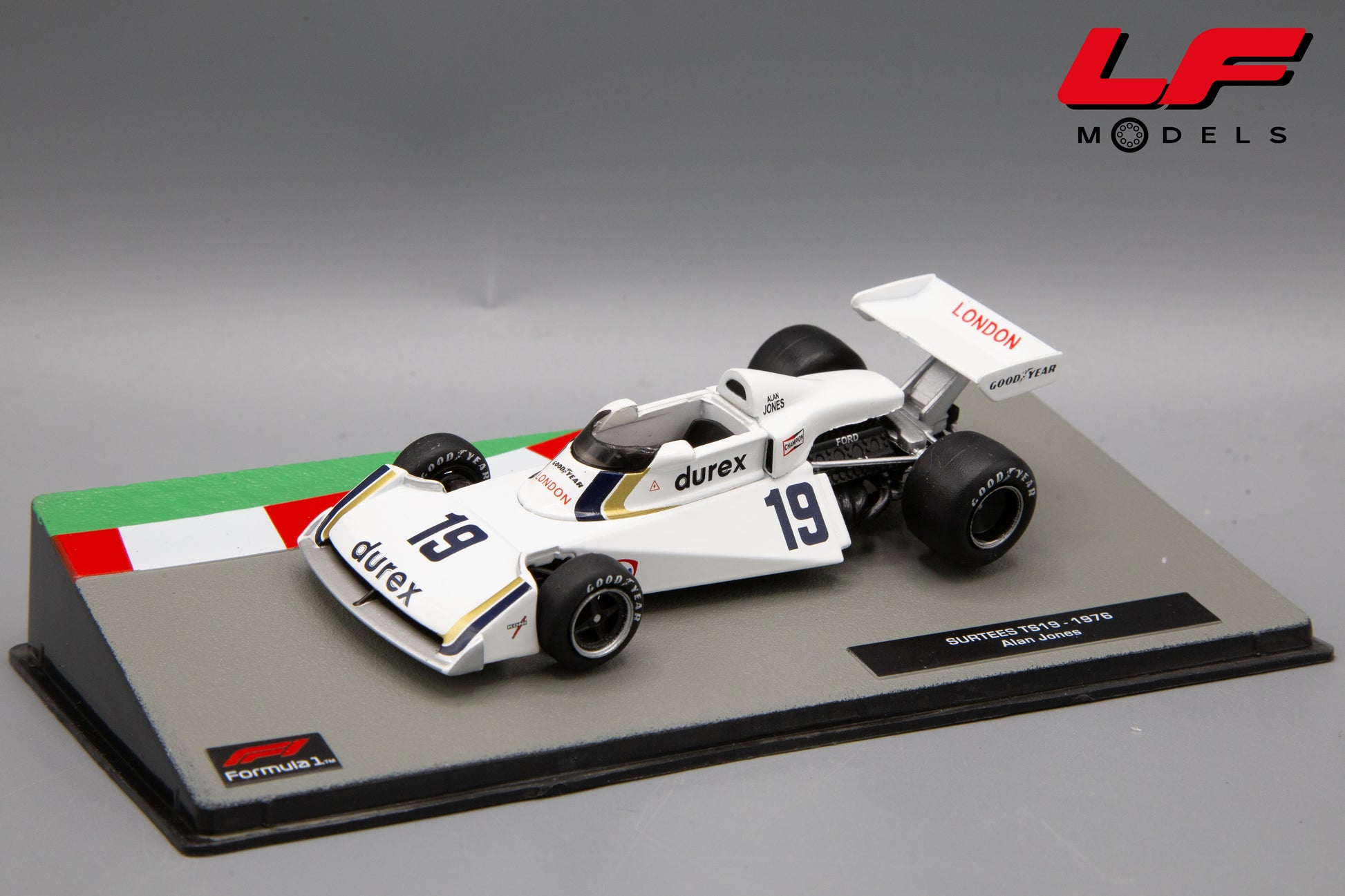 modellino surtees ts19 jones edicola 1:43 vista frontale
