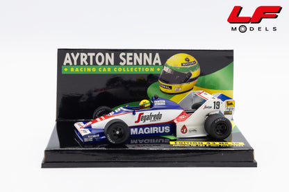 modellino toleman tg 183 b ayrton senna minichamps 1:43 vista laterale