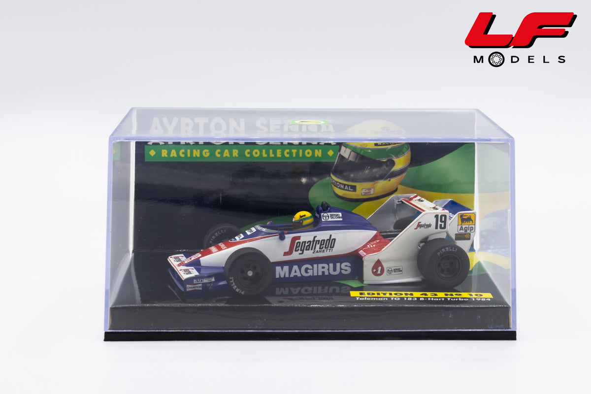 modellino toleman tg 183 b ayrton senna minichamps 1:43 vista teca