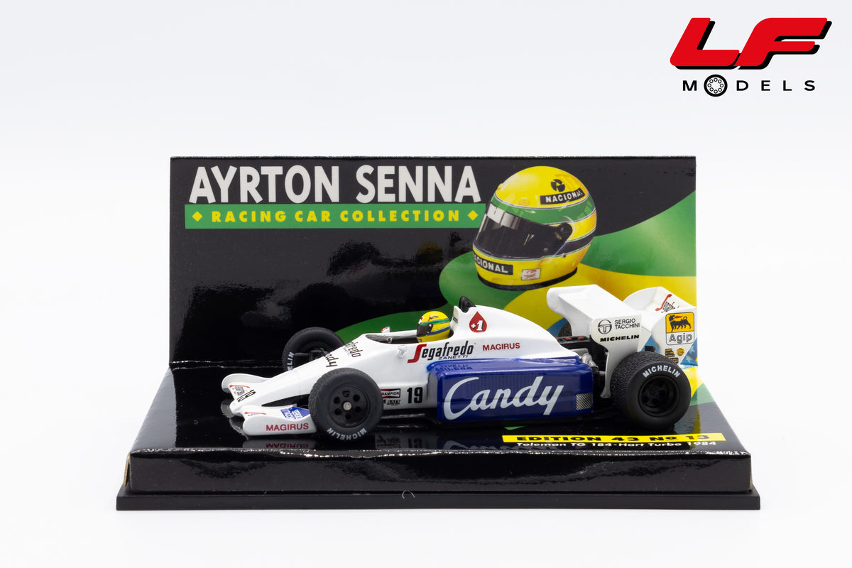 modellino toleman tg 184 ayrton senna minichamps 1:43 vista laterale