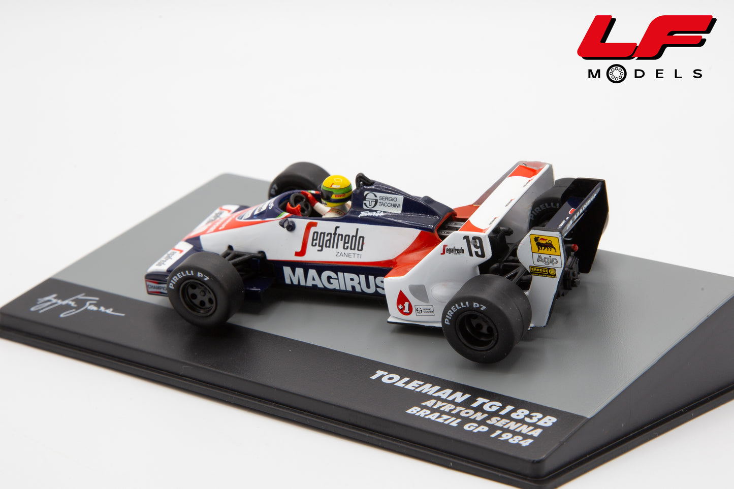modellino toleman tg183b brazil gp 1984 ayrton senna edicola 1:43 F1BRACOL010-32407 vista posteriore