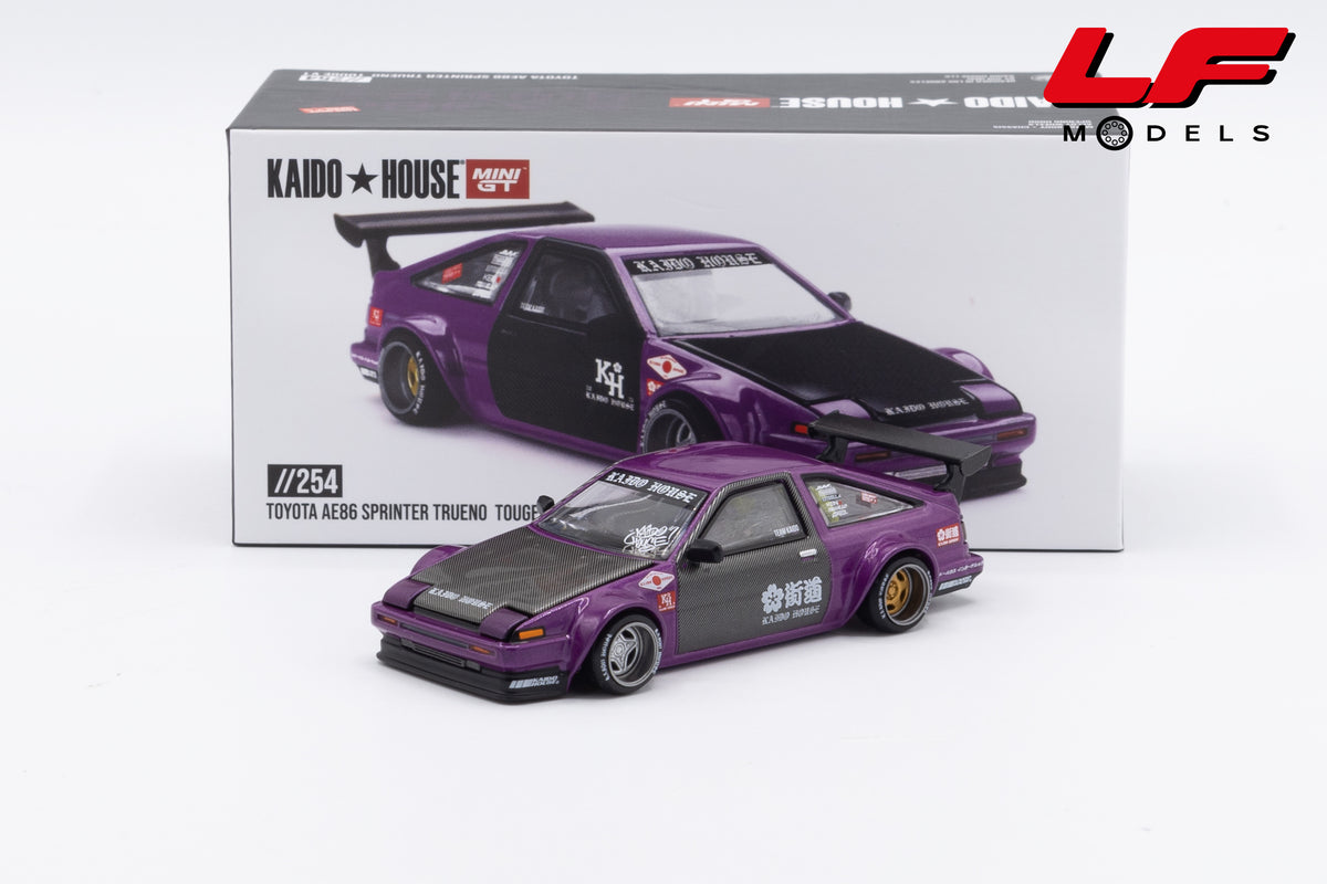 modellino toyota sprinter trueno kaido house mini gt 1:64 KHMG254 vista frontale