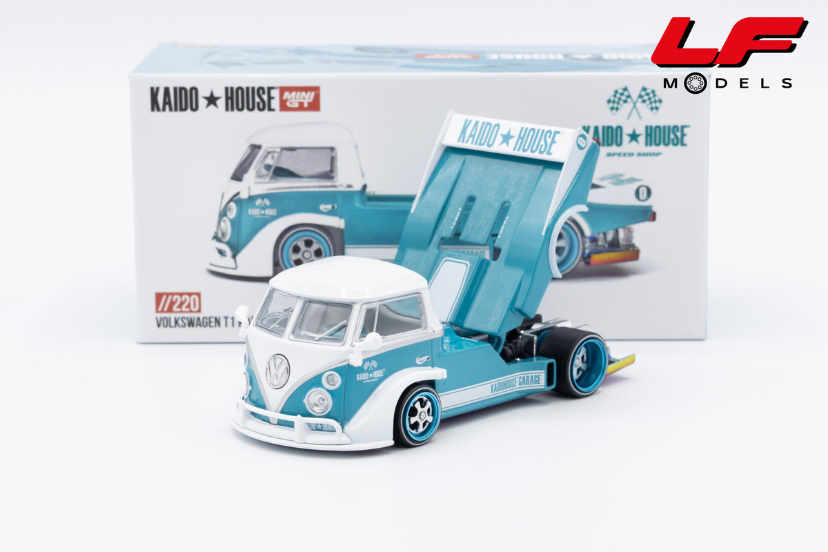 modellino volkswagen t1 pickup kaido house mini gt 1:64 KHMG220 vista frontale