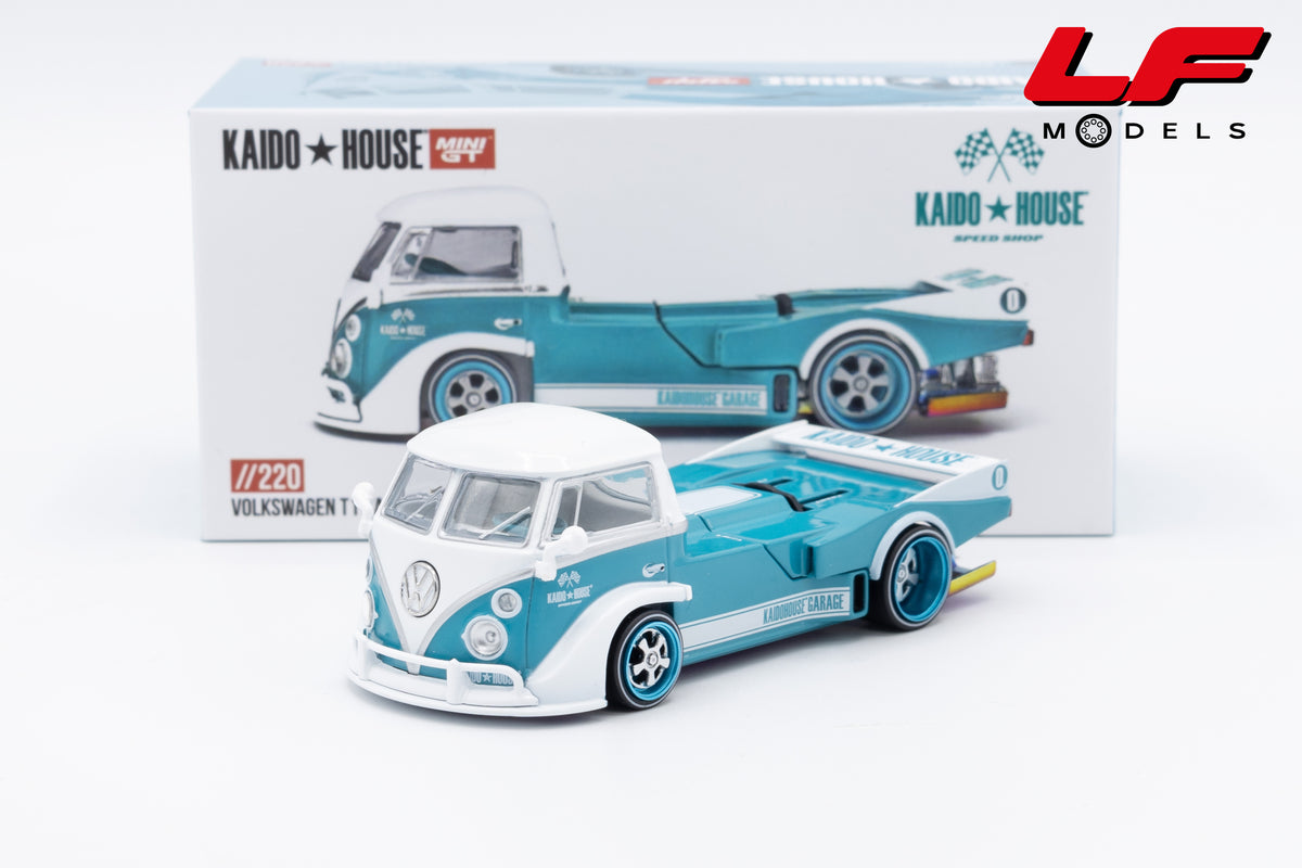 modellino volkswagen t1 pickup kaido house mini gt 1:64 KHMG220 vista frontale
