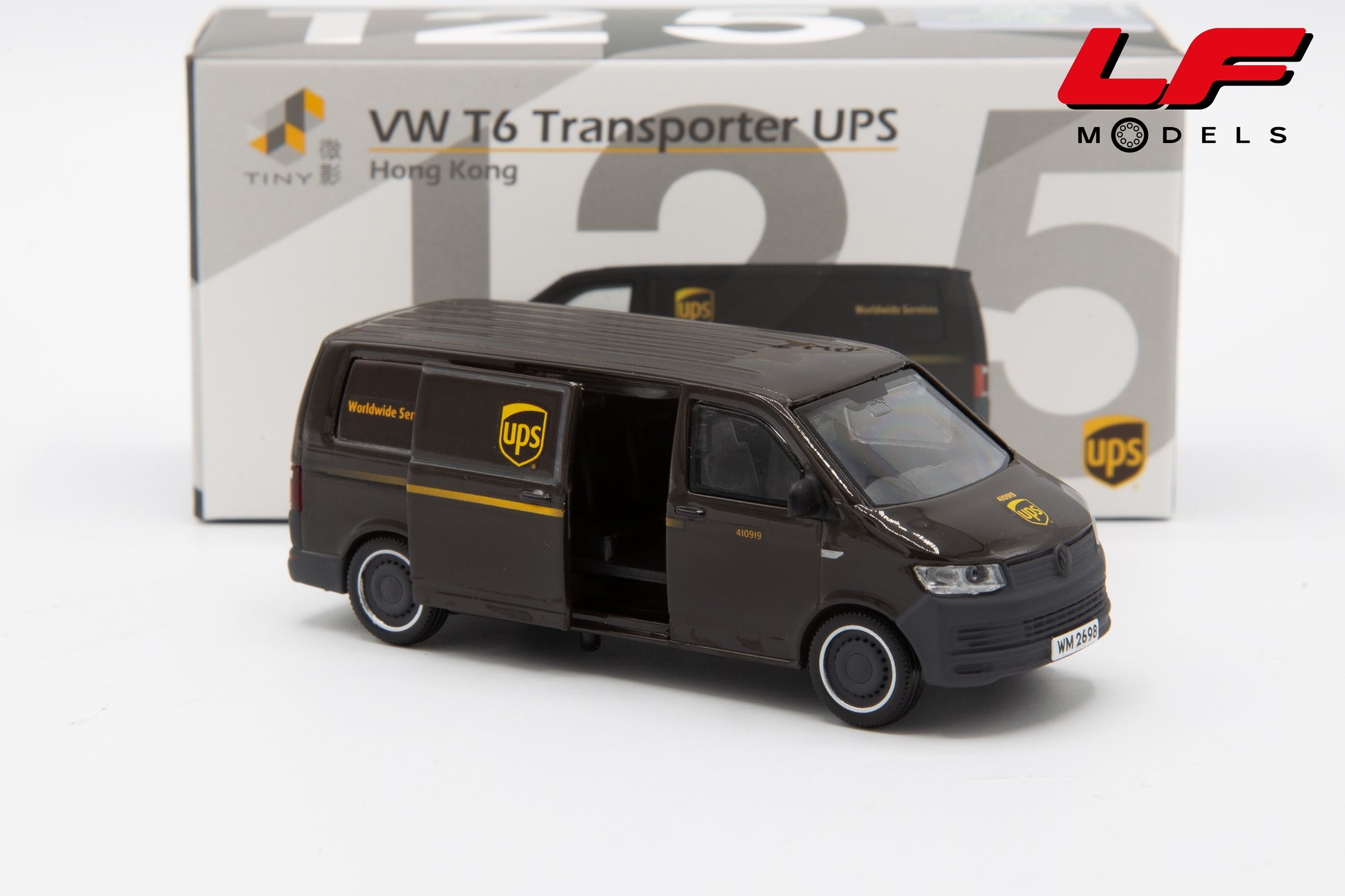 modellino volkswagen t6 transporter ups tiny 1:64 TINYATC65682 vista frontale