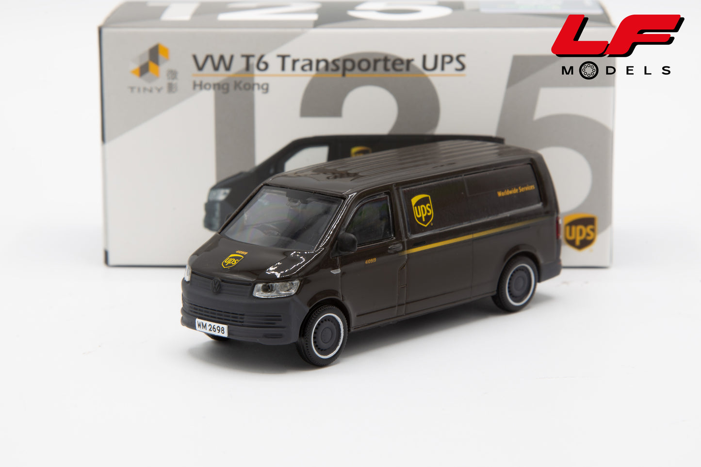 modellino volkswagen t6 transporter ups tiny 1:64 TINYATC65682 vista frontale