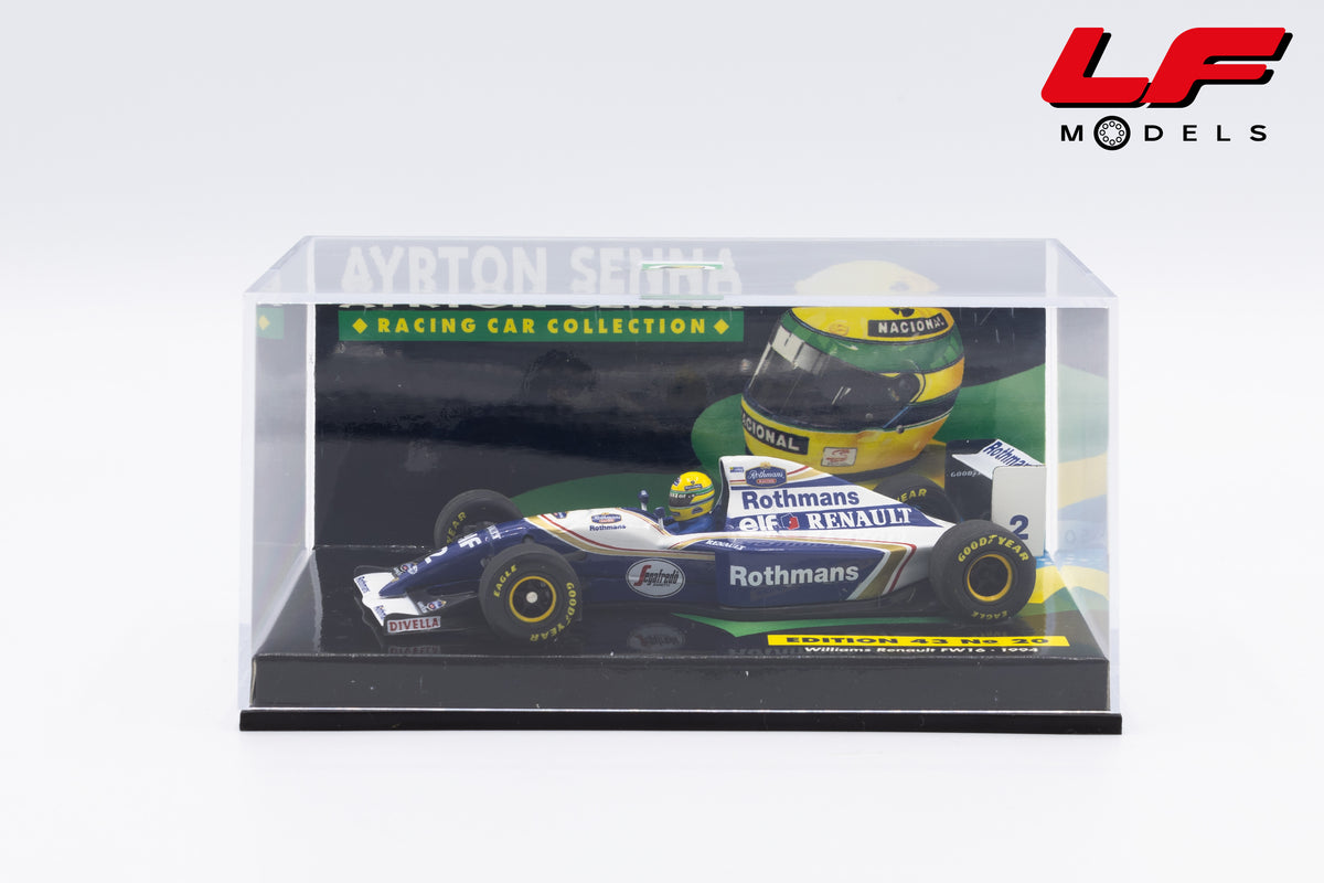 modellino williams renault fw16 ayrton senna minichamps 1:43 vista teca